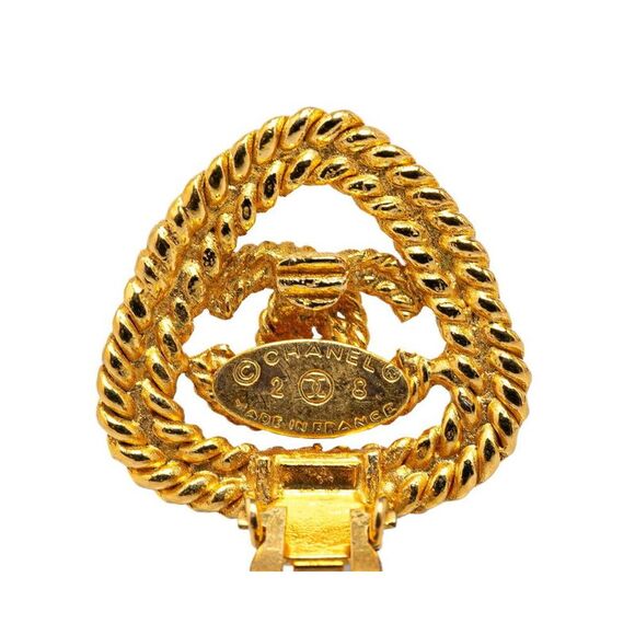 Pre Loved Chanel Triangle CC Rope Earrings Women Gold - Picture 3 of 4